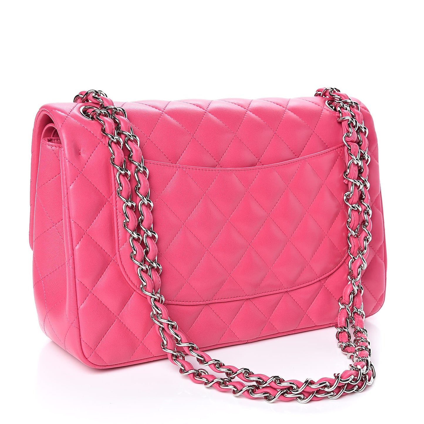 Lambskin Quilted Jumbo Double Flap Dark Pink