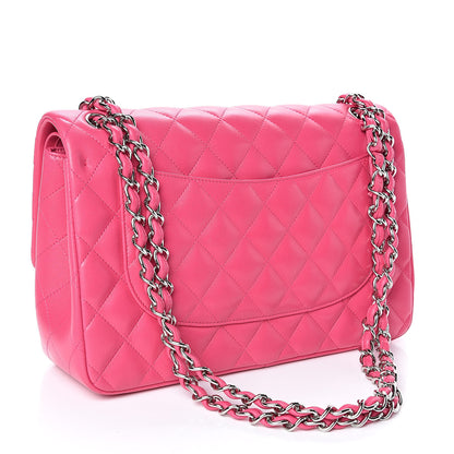 Chanel Lambskin Quilted Jumbo Double Flap Dark Pink 3 of 10