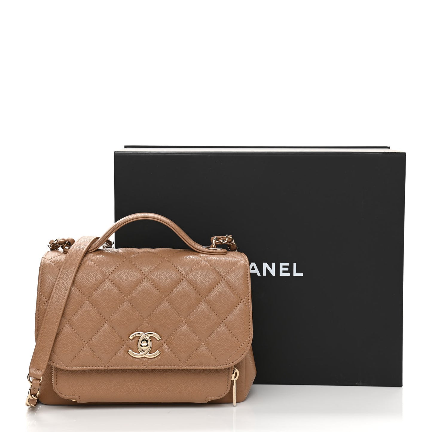 Caviar Quilted Medium Business Affinity Flap Brown