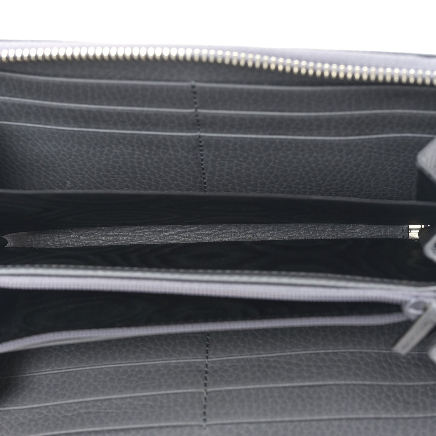 Dollar Calfskin Monochrome GG Marmont Zip Around Wallet Deep Grey