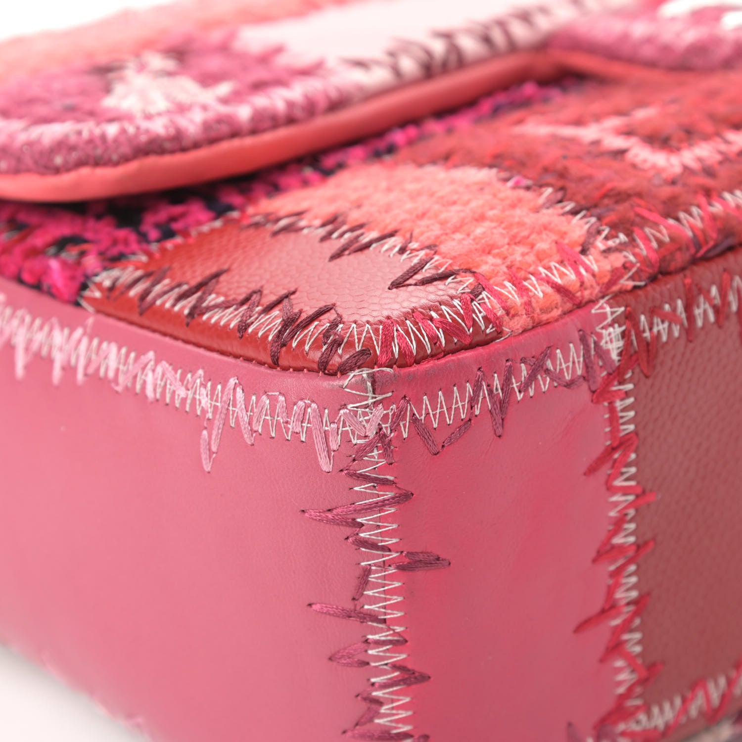 Chanel Tweed Patchwork Jumbo Single Flap Pink 9 of 14