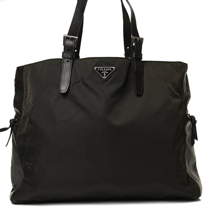 Prada Tessuto Nylon Soft Calfskin Tote Dark Brown 9 of 21