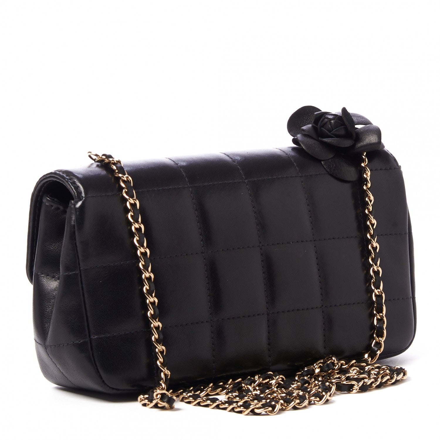 Chanel Lambskin Quilted Mini Chocolate Bar Camellia Flap Black 3 of 10