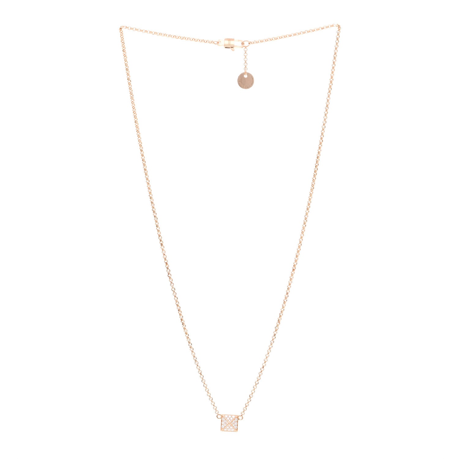 Hermes 18K Rose Gold Diamond Clou d'H Pendant Necklace 3 of 5