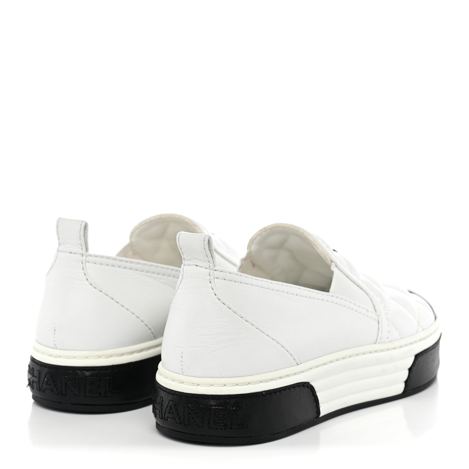 Chanel Lambskin Quilted Womens CC Stroll Sneakers 36 White 4 of 10