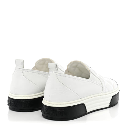 Chanel Lambskin Quilted Womens CC Stroll Sneakers 36 White 4 of 10