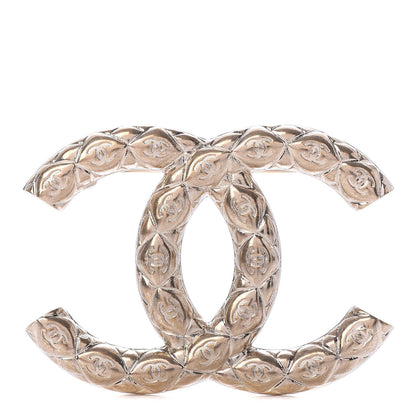 Chanel Metal CC Diamond Quilted Brooch Light Gold 1 of 5