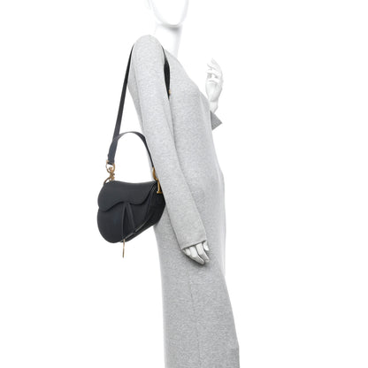 Christian Dior Grained Calfskin Saddle Bag With Strap Black 2 of 10