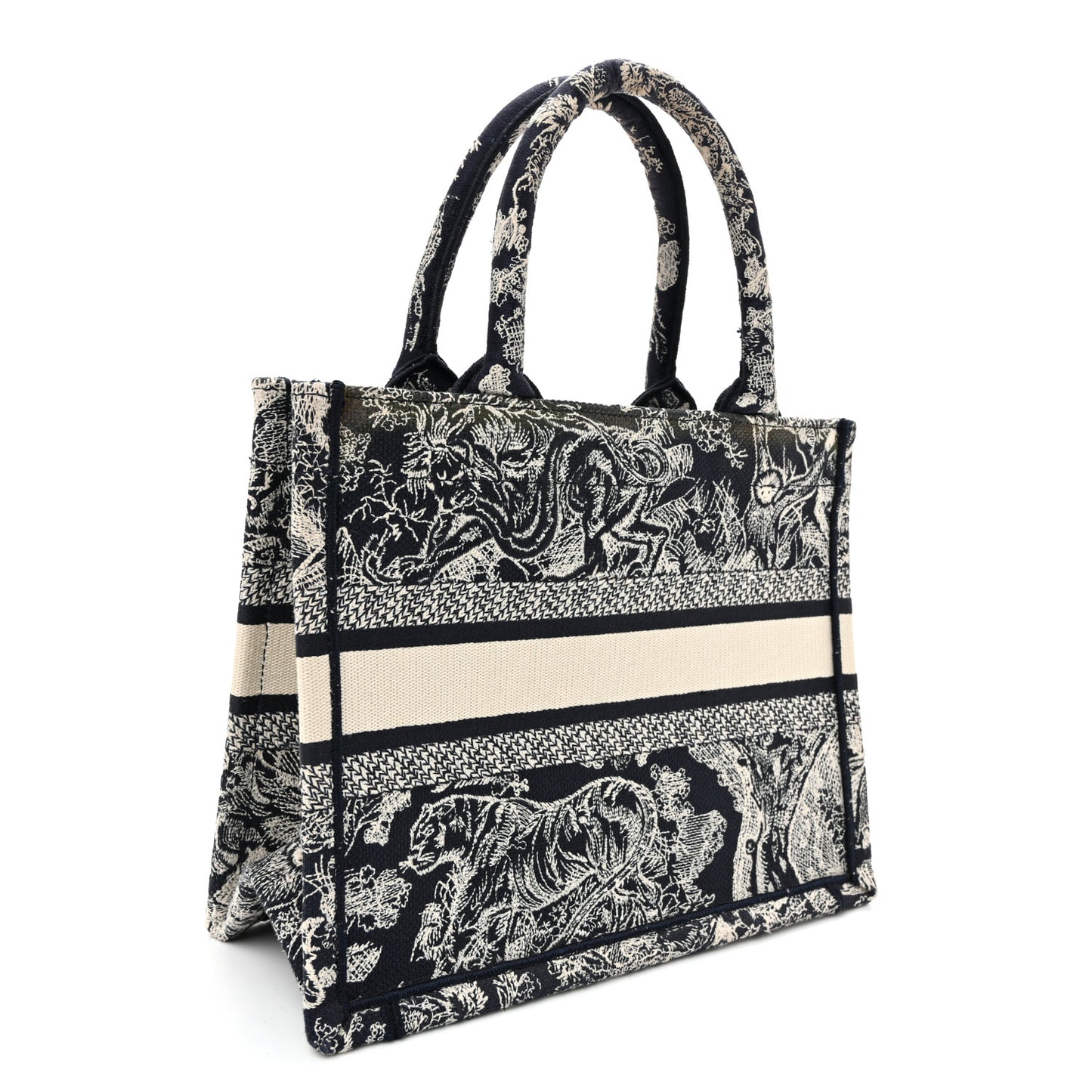 Canvas Embroidered Small Dioriviera Toile De Jouy Book Tote Blue