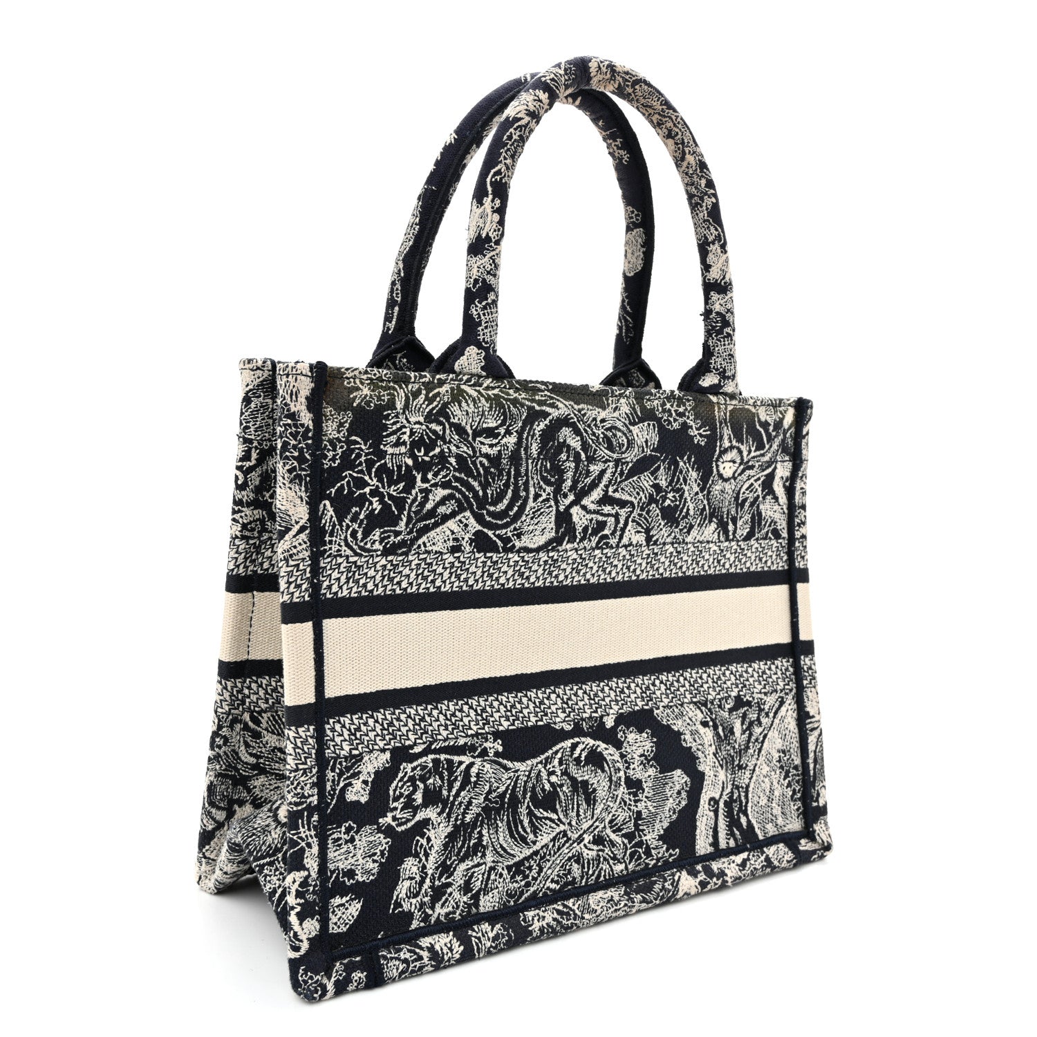 Christian Dior Canvas Embroidered Small Dioriviera Toile De Jouy Book Tote Blue 3 of 12