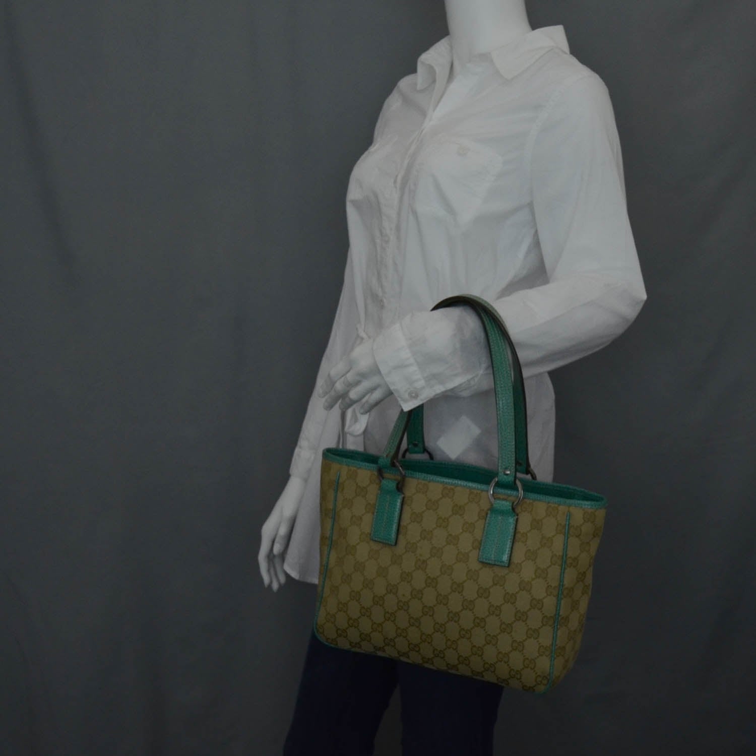 Gucci Monogram Tote Green 2 of 12