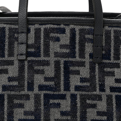Fendi Fabric Calfskin FF Mini Roll Tote Navy 8 of 11