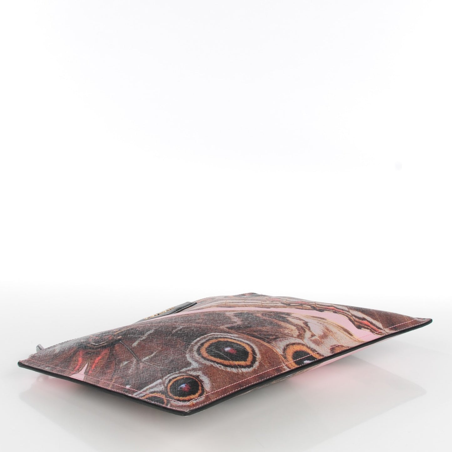 Coated Canvas Butterfly Print Large Flat Zip Pouch Multicolor