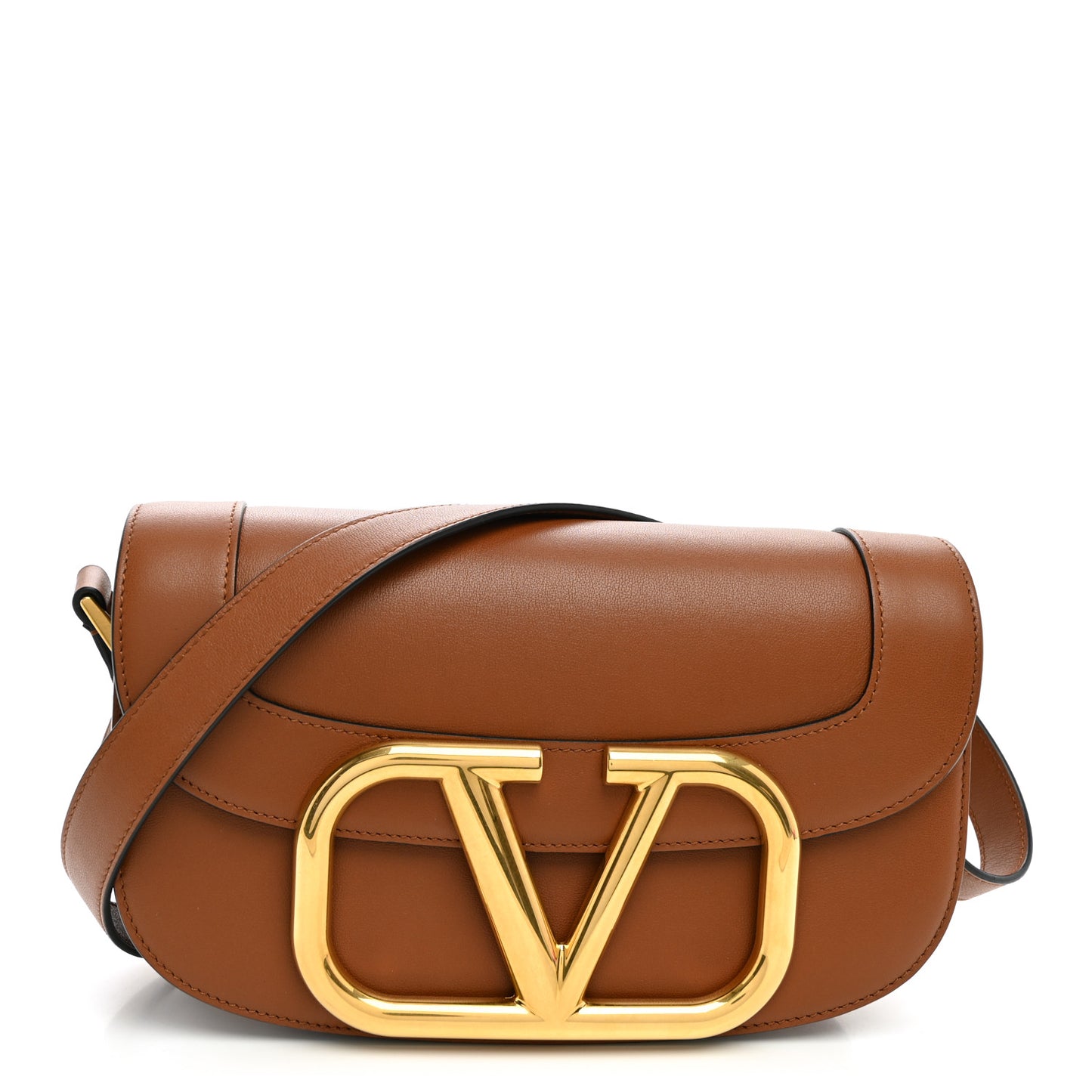 Smooth Calfskin Supervee Shoulder Bag Saddle Brown