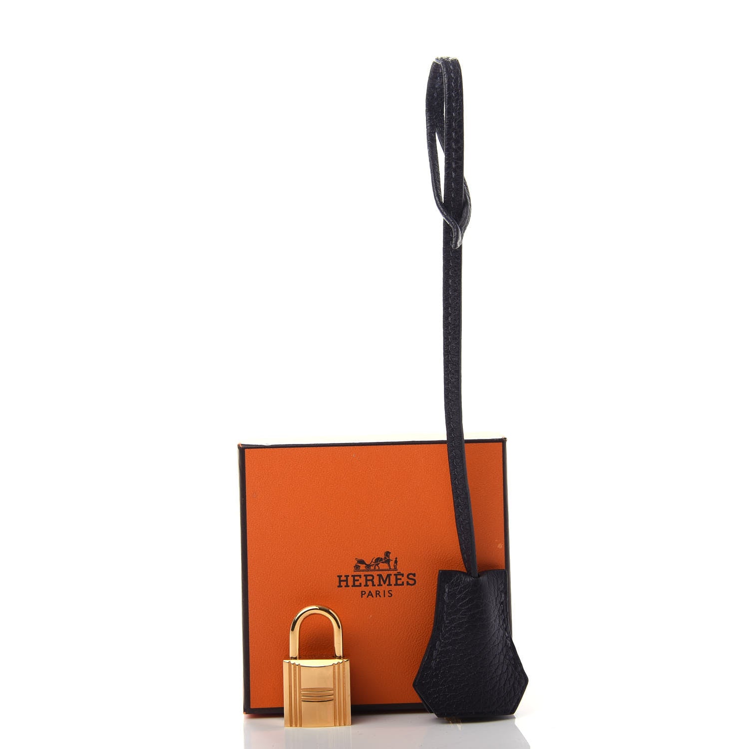 Hermes Taurillon Clemence Lock and Key Clochette Set Bleu Indigo 4 of 4