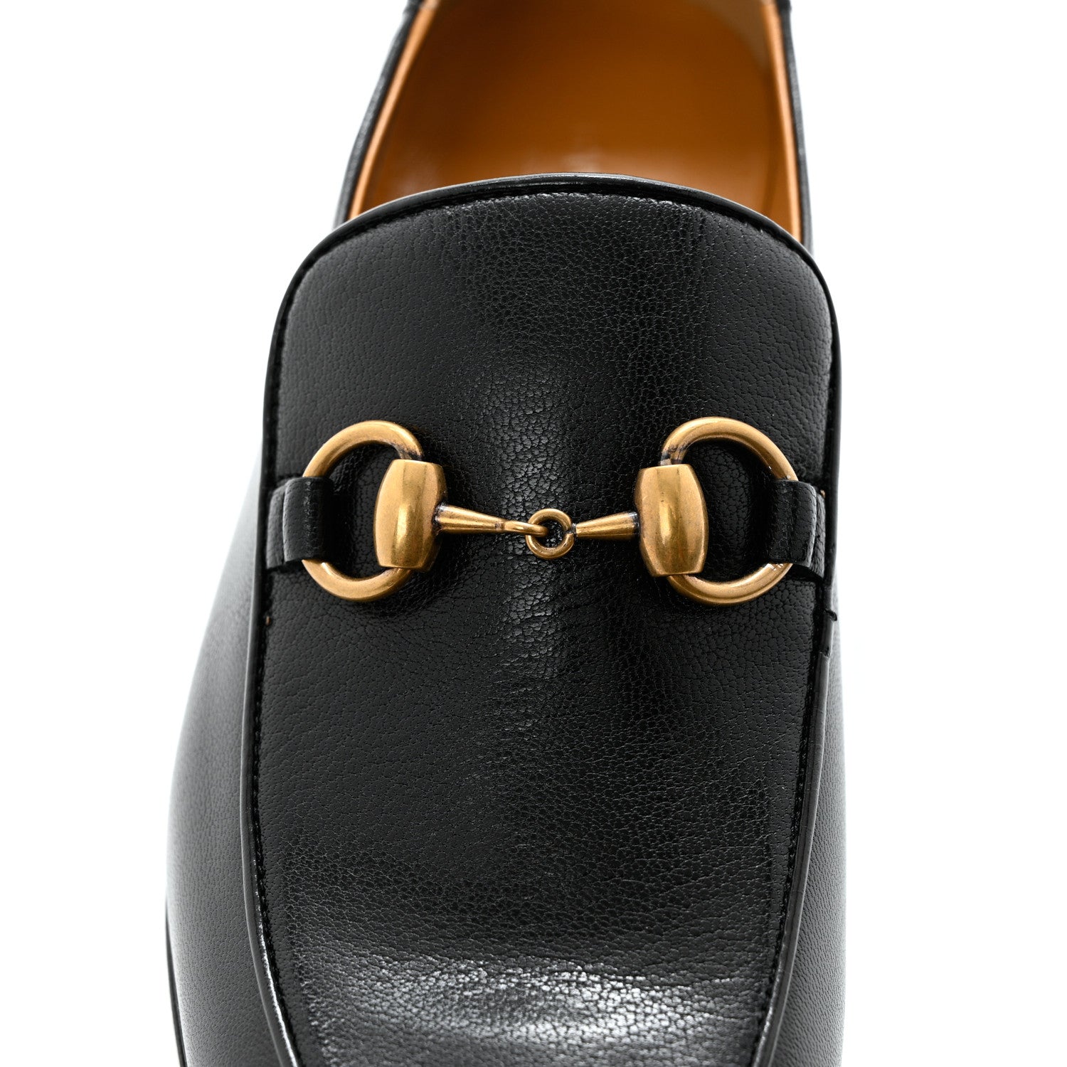 Gucci Goatskin Womens Horsebit Mid-Heel Loafers 37 Black 12 of 14
