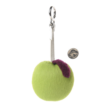 Fendi Calf Hair Shearling Apple Bag Charm Green Multicolor 3 of 3