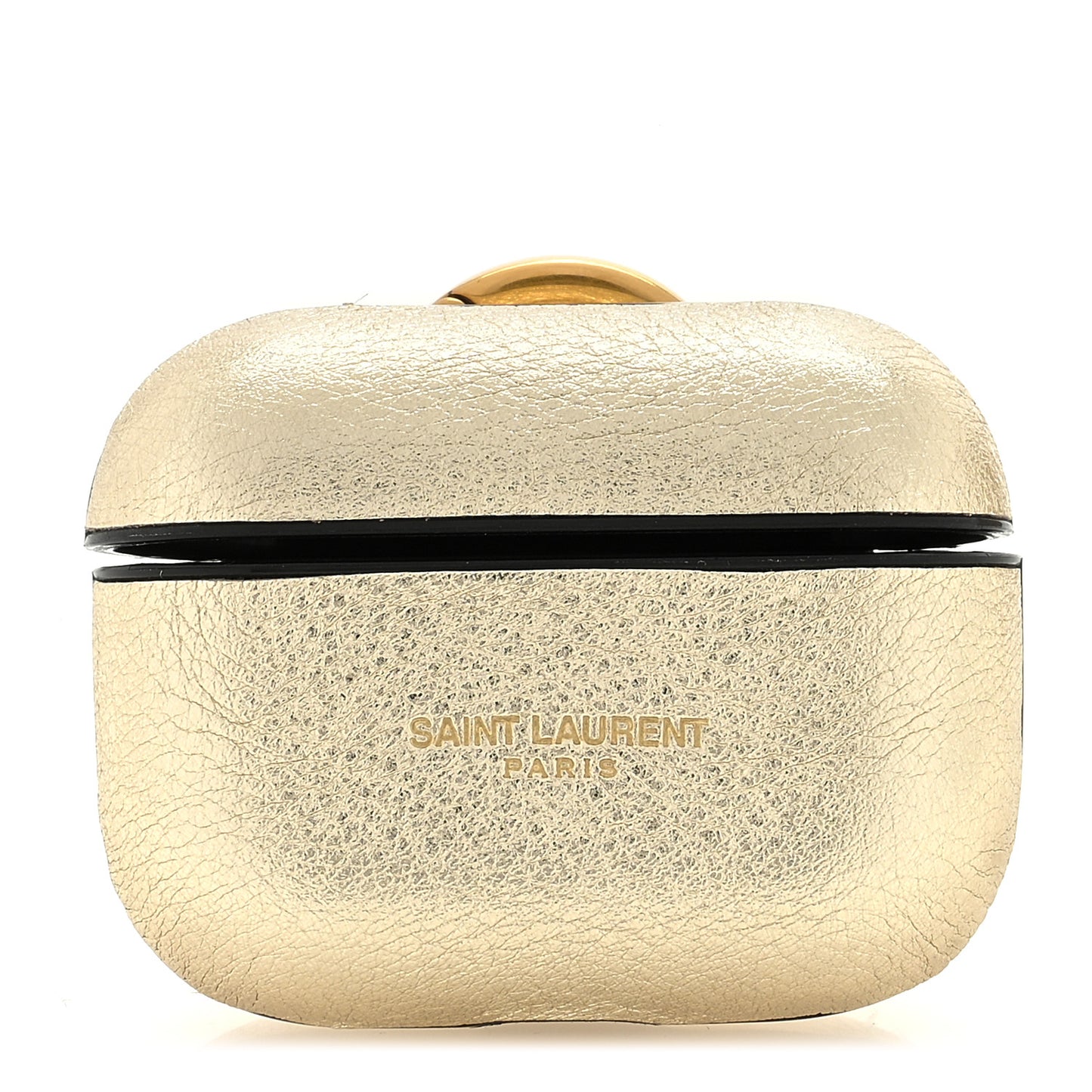Metallic Calfskin Paris Airpods Pro Holder Gold