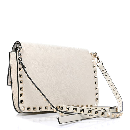 Valentino Garavani Pebbled Calfskin Rockstud Side Slip Crossbody White 2 of 4