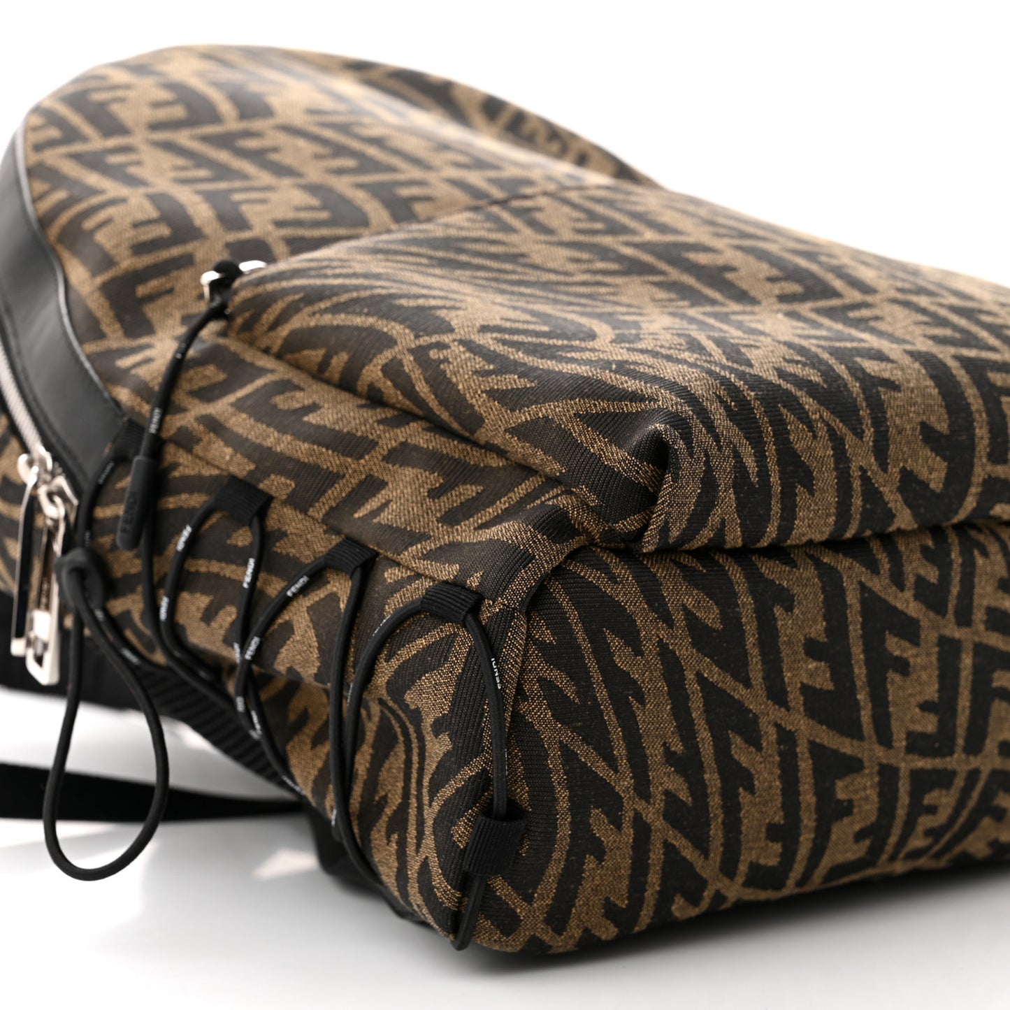 X SARAH COLEMAN Fabric Jacquard Vitello Grace Light Woven Lanyard FF Vertigo Pouch Pocket Backpack Tobacco Moro Black