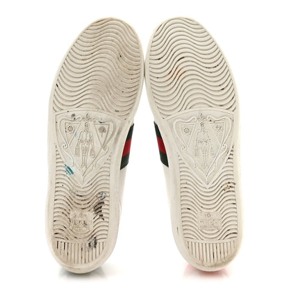 Gucci Calfskin Ayers Bee Embroidered Womens Ace Sneakers 37 White Green 6 of 9