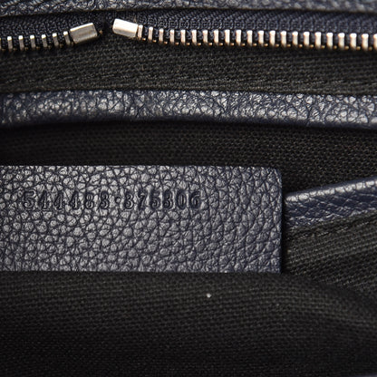 Alexander McQueen Pebbled Calfskin Small Skull Padlock Zip Around Tote Navy 7 of 16