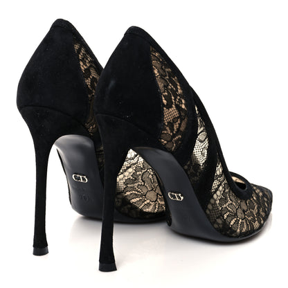 Christian Dior Lace Suede Lingerie Pumps 36.5 Black 4 of 7