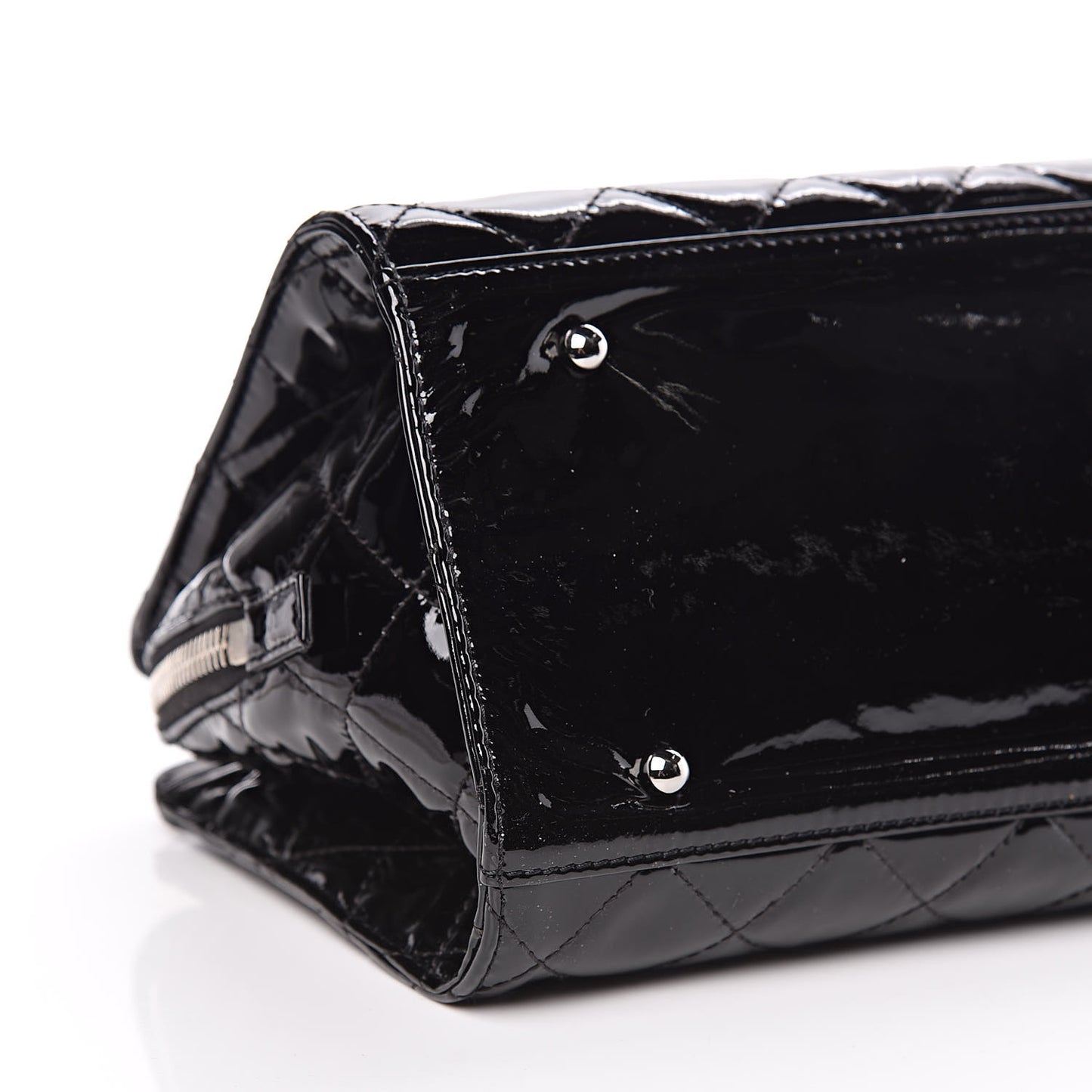 Patent Quilted CC Angle Tote Black