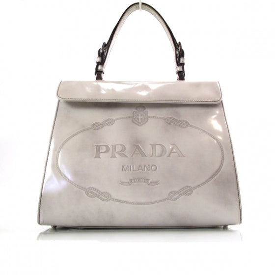 Leather Jacquard Logo Framed Handbag Grey