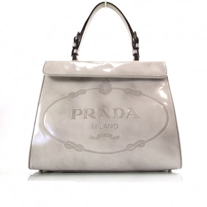 Prada Leather Jacquard Logo Framed Handbag Grey 1 of 10