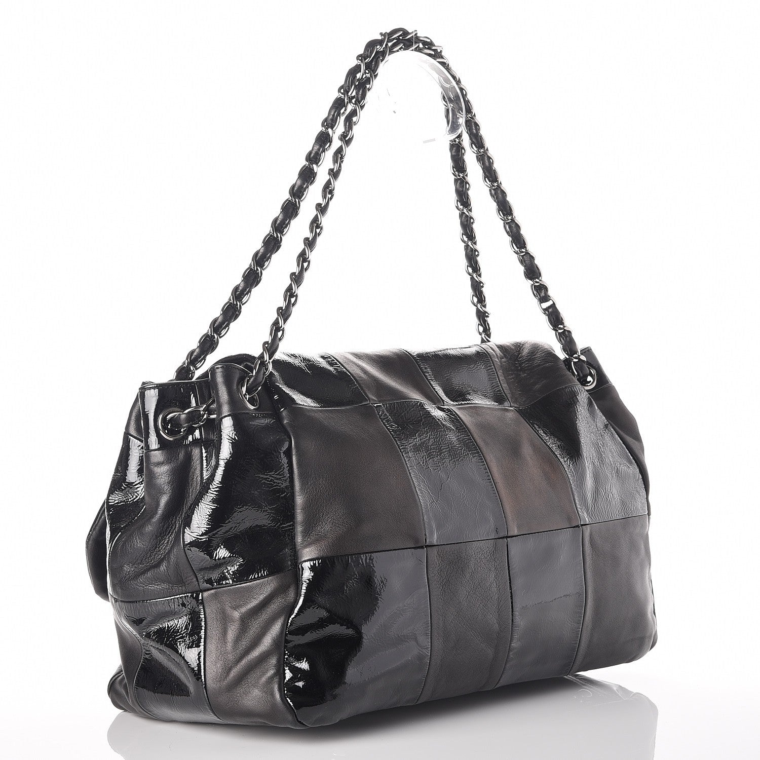 Chanel Lambskin Patent Calfskin Brooklyn Patchwork Flap Black 3 of 7
