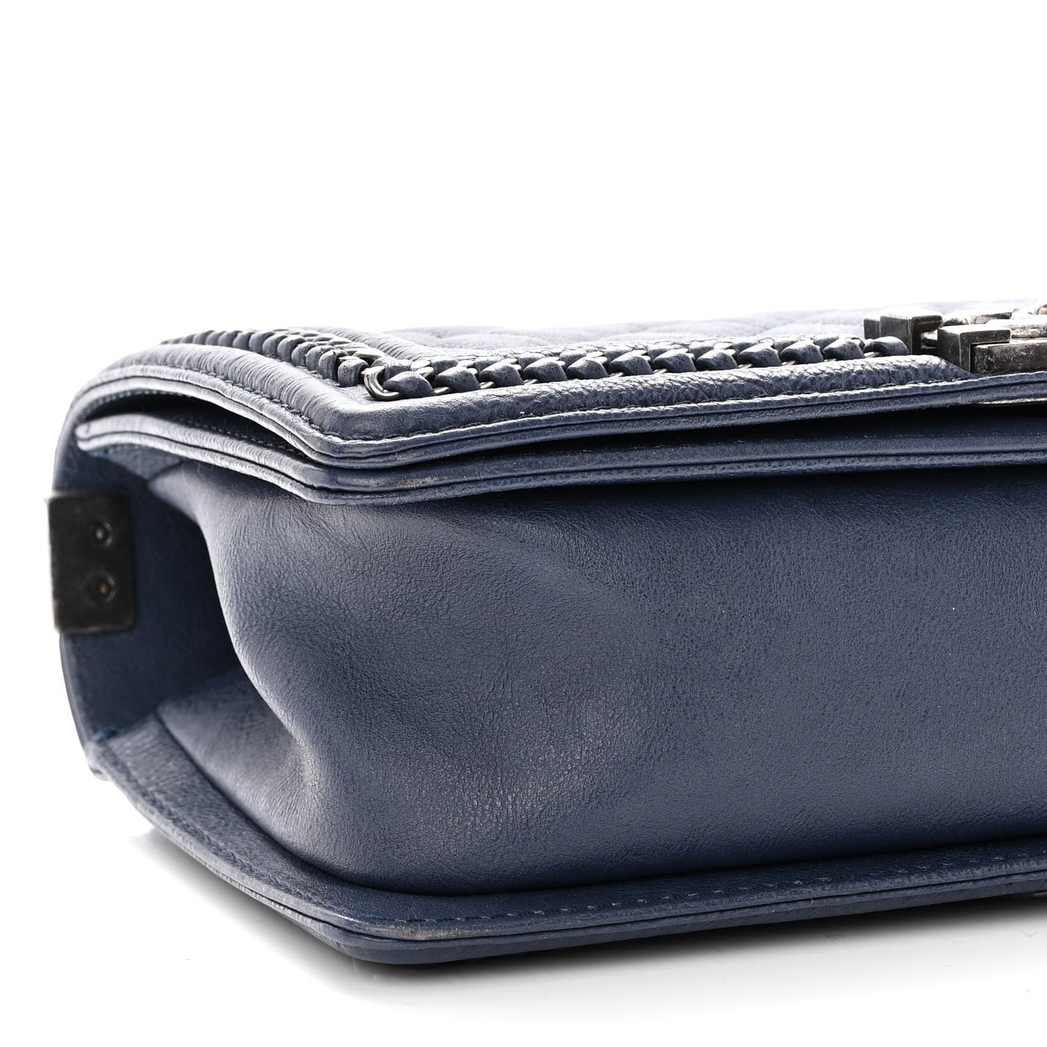 Chanel Calfskin Quilted Medium Top Handle Boy Flap Blue 9 of 10