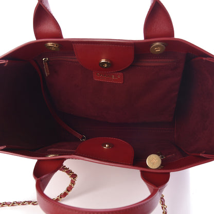 Chanel Caviar Small Studded Deauville Tote Red 5 of 10