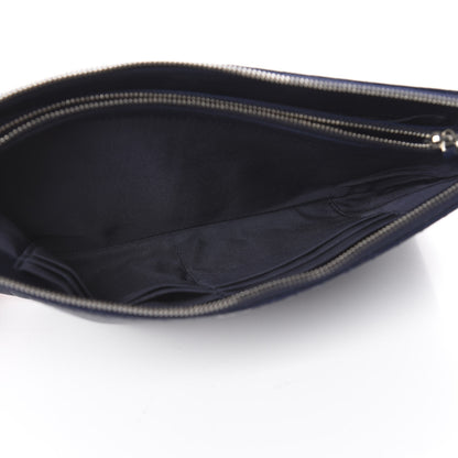 Chanel Caviar Chevron Quilted Large Zipped Clutch Navy 5 of 11