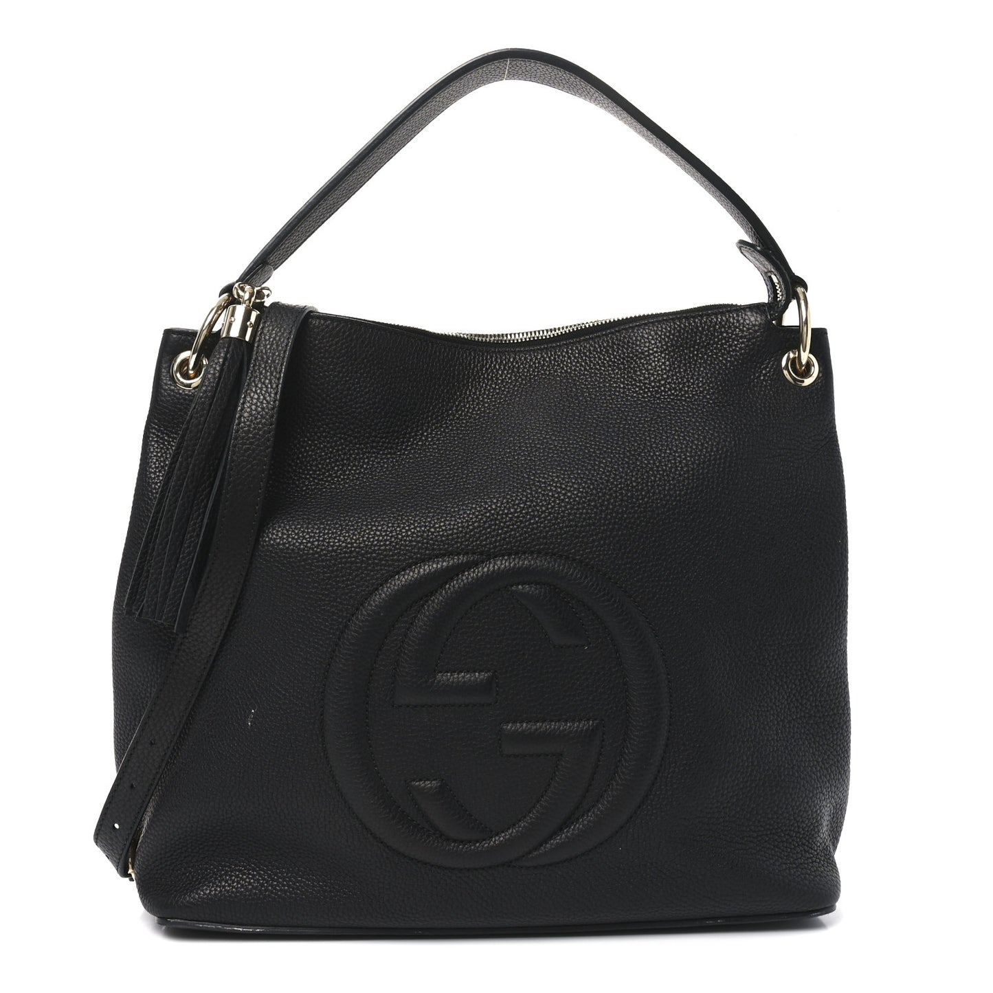 Pebbled Calfskin Large Soho Hobo Black