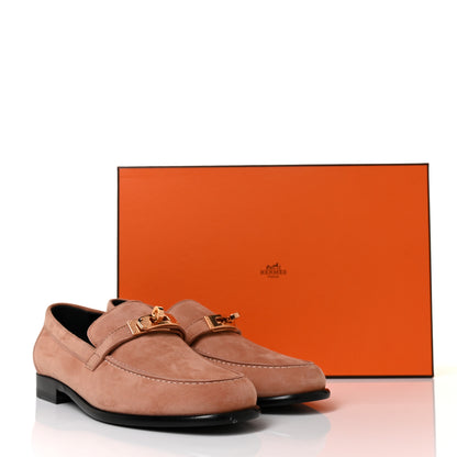 Hermes Suede Goatskin Womens Destin Loafers 36 Rose Aube 9 of 9