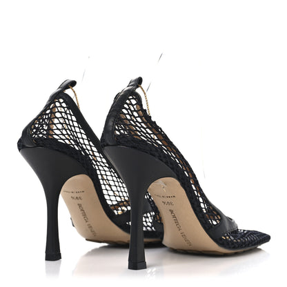 Bottega Veneta Mesh Calfskin Stretch Chain Strap 90mm Pumps 39.5 Black 5 of 8