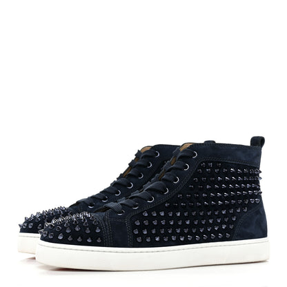 Christian Louboutin Veau Velours Mens Louis Spikes Flat Sneakers 42 Marine 3 of 10