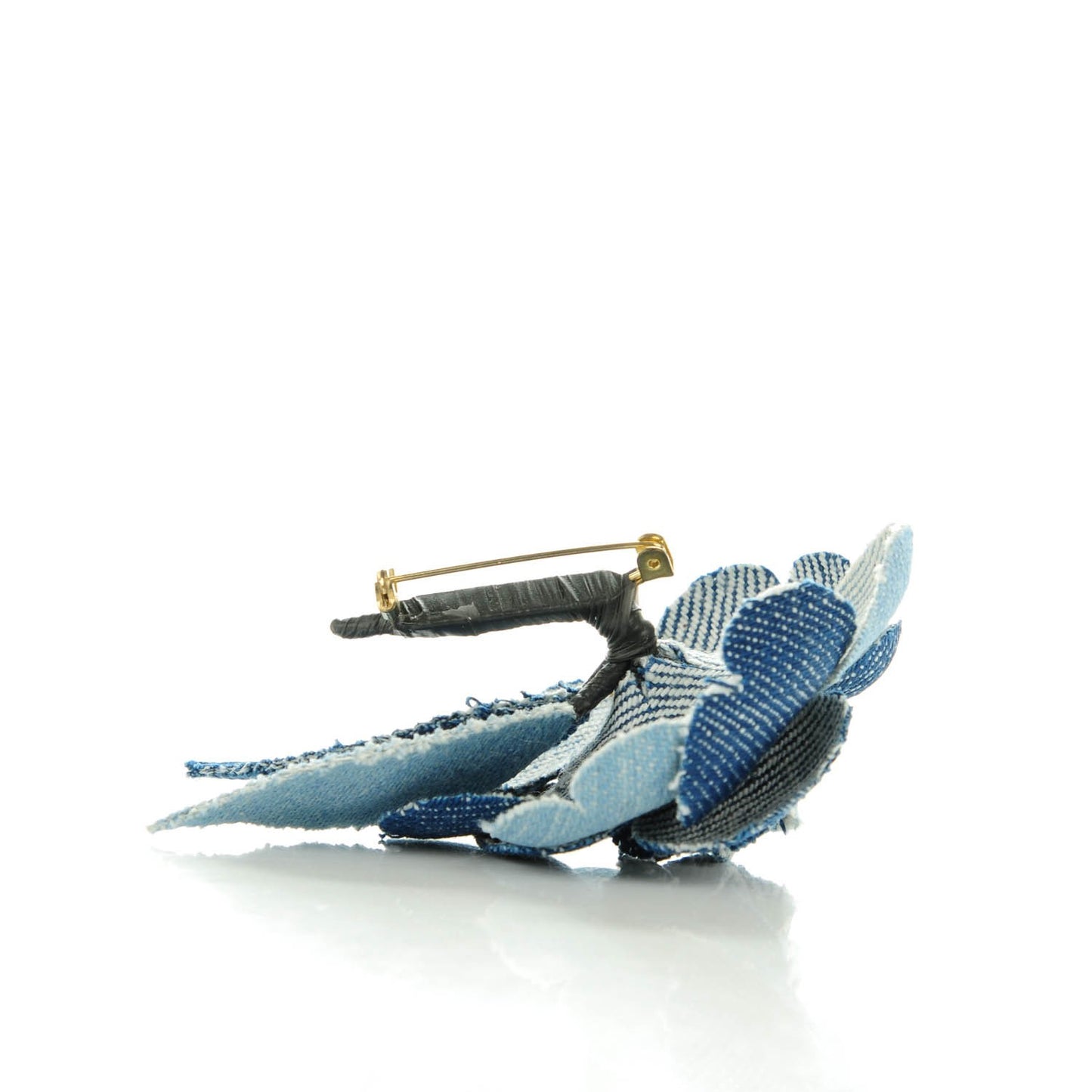 Denim Camellia Pin Brooch Blue