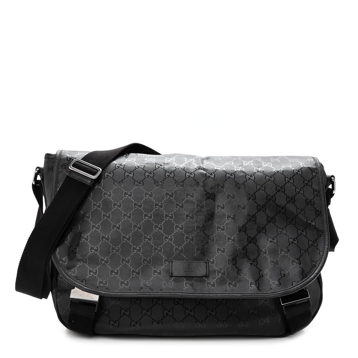 Imprime Monogram Large Double Buckle Flap Messenger Bag Black