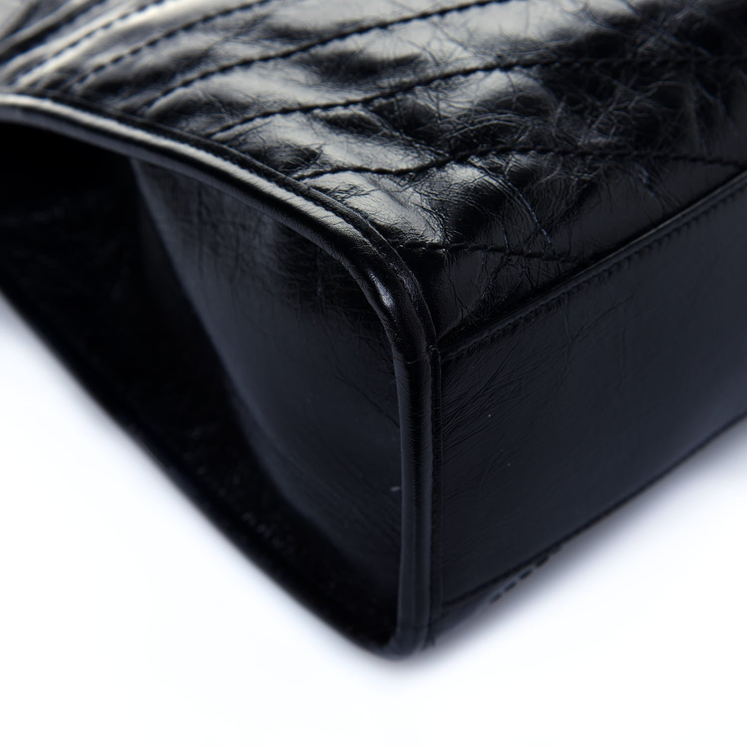 Saint Laurent Crinkled Calfskin Matelasse Monogram Medium Niki Shopper Tote Black 16 of 22
