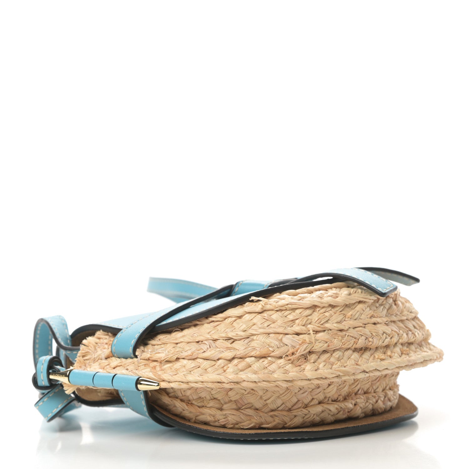 Loewe Calfskin Raffia Mini Gate Crossbody Bag Light Blue Natural 4 of 11