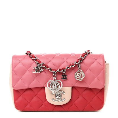 Chanel Lambskin Quilted Valentine Charms Tri-Color Mini Rectangular Flap Pink 1 of 10