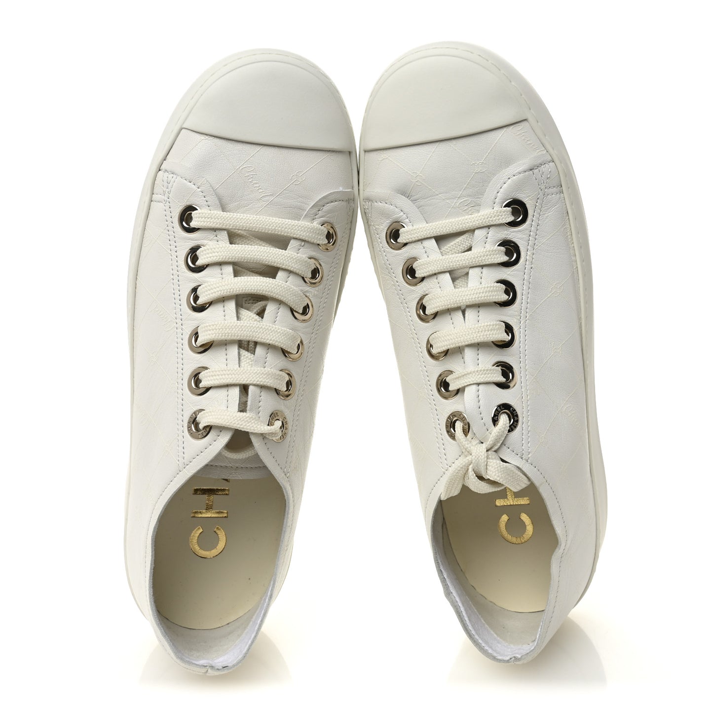 Lambskin Printed Logo Sneakers 38 White