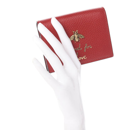 Gucci Pebbled Calfskin Animalier Card Case Red 2 of 7