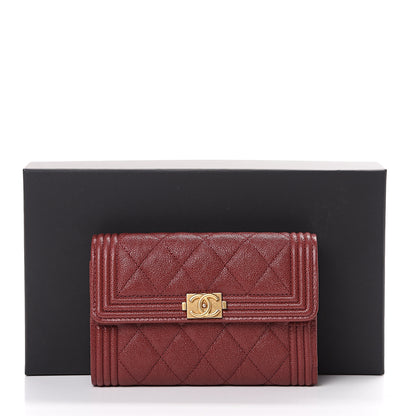 Chanel Caviar Quilted Medium Boy Flap Wallet Burgundy 9 of 9