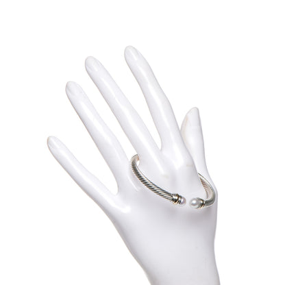 David Yurman Sterling Silver 14K Yellow Gold Pearl 5mm Cable Classics Bracelet 2 of 5