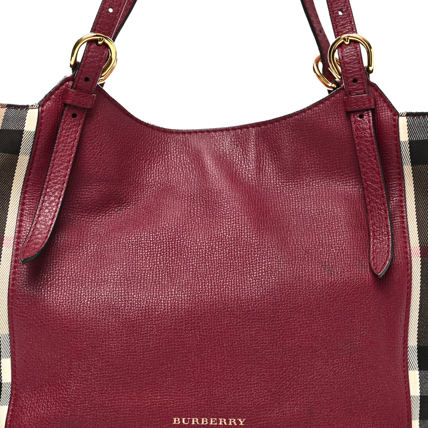 Burberry Grainy Calfskin House Check Small Canterbury Berry Pink 7 of 9