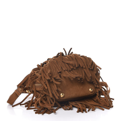 Saint Laurent Suede Calfskin Small Emmanuelle Fringe Bucket Bag Light Ocre 5 of 10