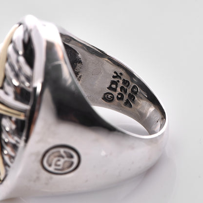 David Yurman Sterling Silver 18K Yellow Gold Papyrus Oval Ring 52 6.25 5 of 5